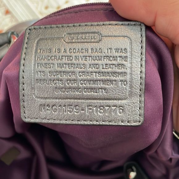 Coach bluish, gray handbag, monogrammed - Picture 6 of 7